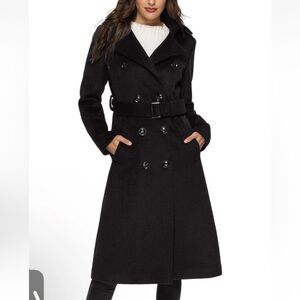 Escalier Women’s Wool Blend Trench Coat Double Breasted with Belt Size XXL
